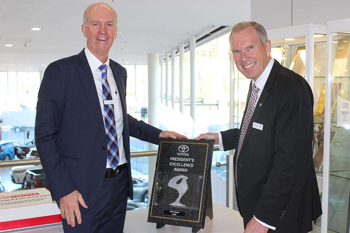 CMI Toyota Dealer Principal, Paul Crawford accepted the award from Toyota Australia's executive director Tony Cramb