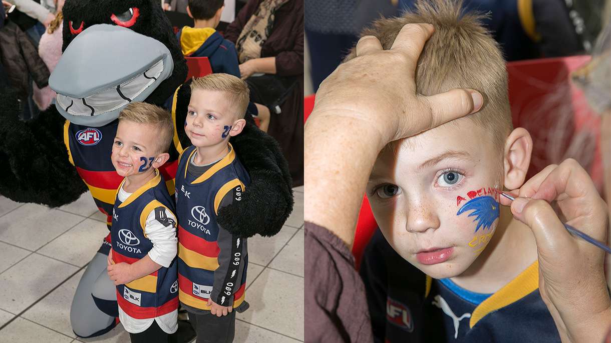 Kids face painting at Crows Family BBQ 2017
