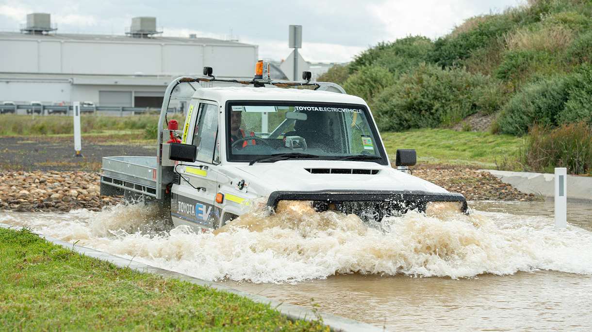 Electric LandCruiser through water