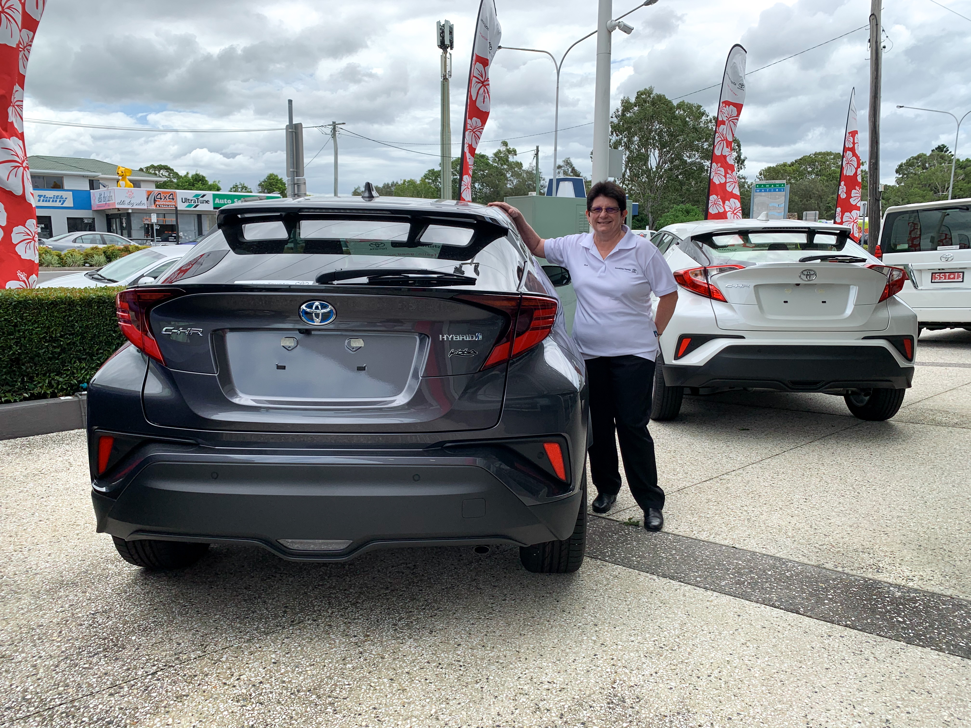 Ros with graphite Koba C-HR - ask us today at Sunshine Toyota on the Sunshine Coast