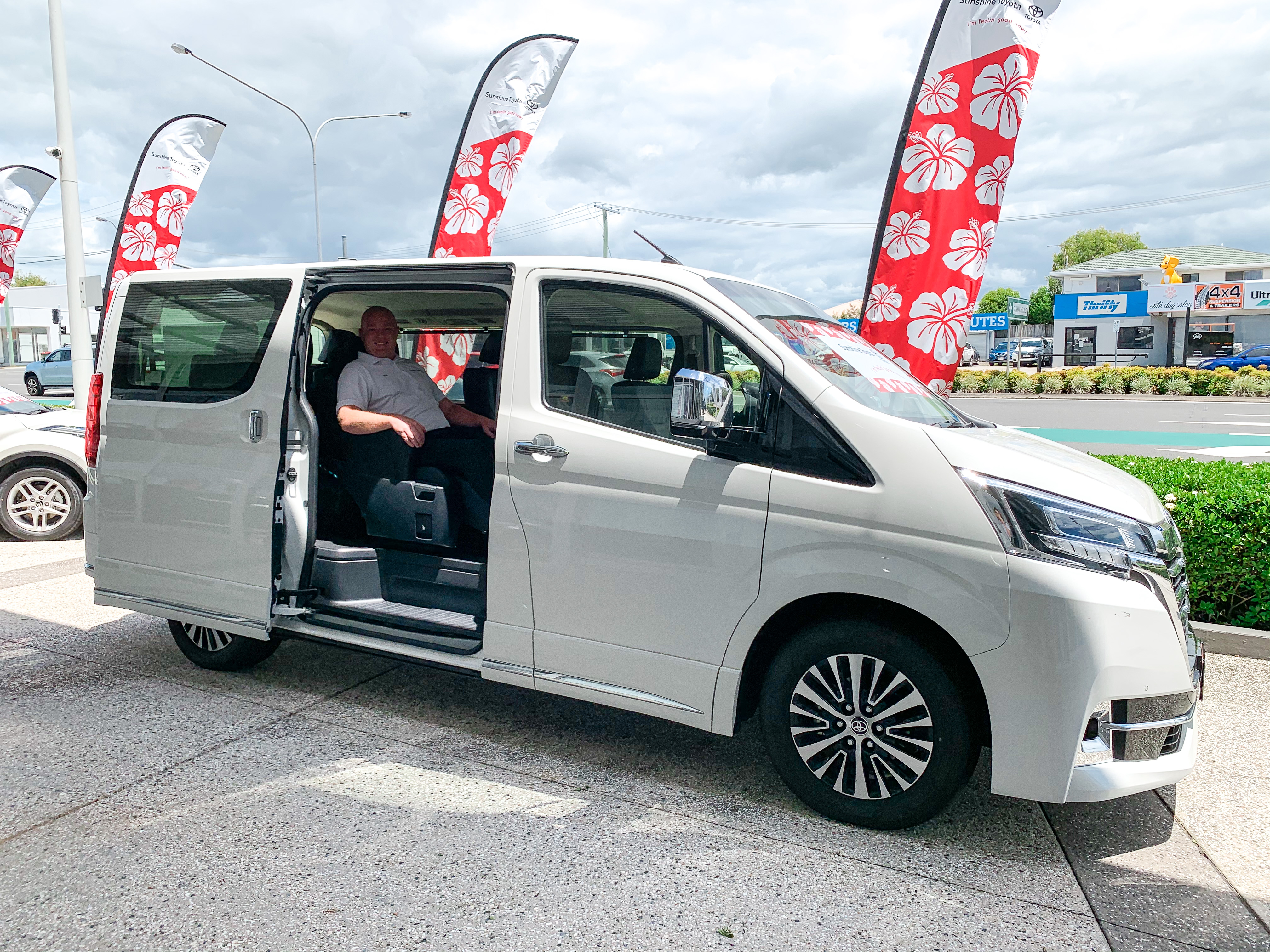 Ryan in a white Granvia - ask us today at Sunshine Toyota on the Sunshine Coast