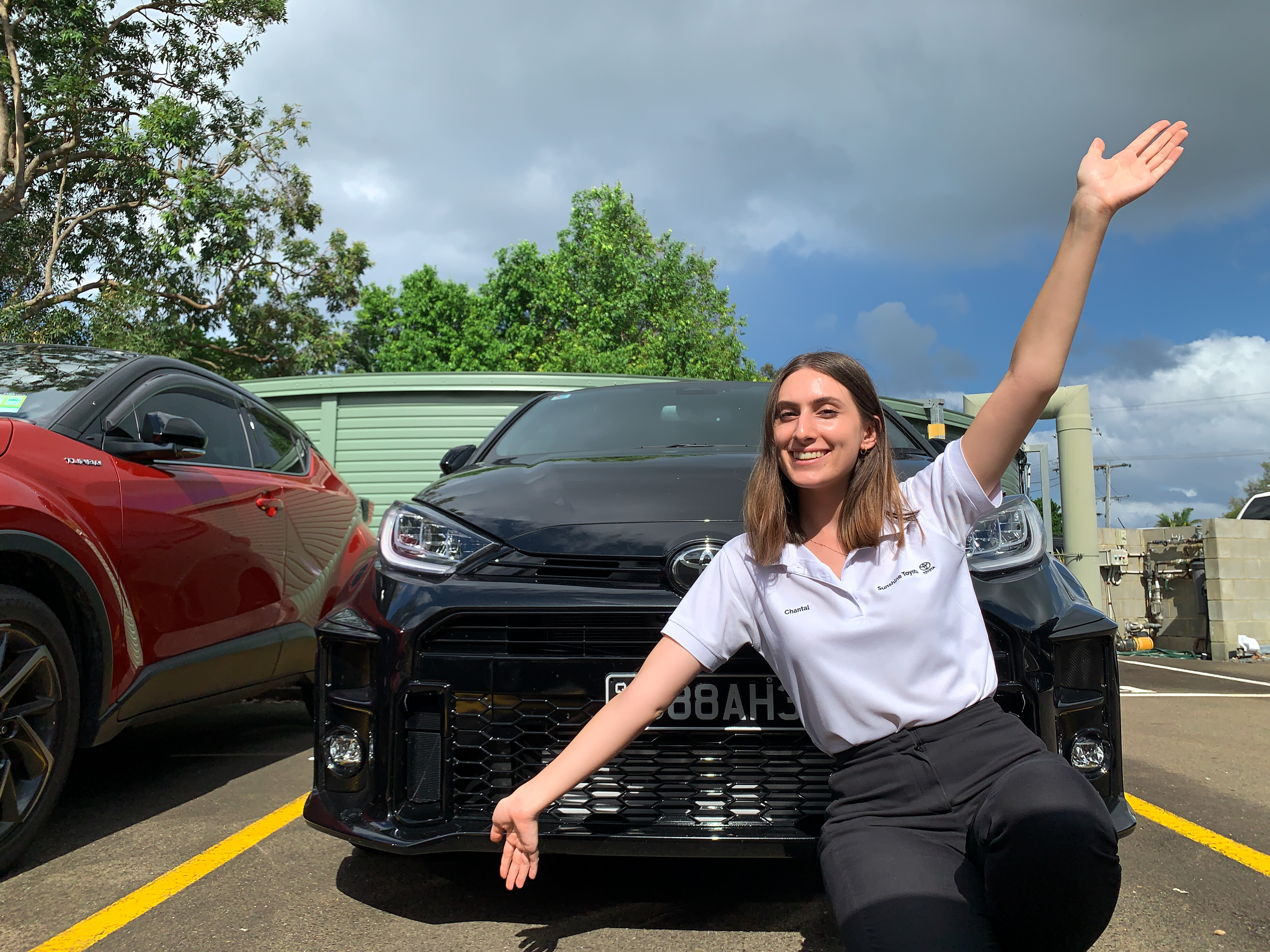 Chantal with black GR Yaris - ask us today at Sunshine Toyota on the Sunshine Coast