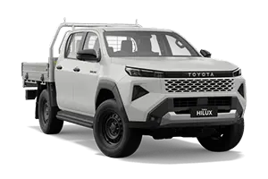 NEW 2025 HiLux SR 4x4 Double-Cab Cab-Chassis Turbo-Diesel Auto with Steel Wheels + Heavy Duty Alloy Tray
